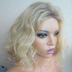 Ash blonde large wave synthetic wig